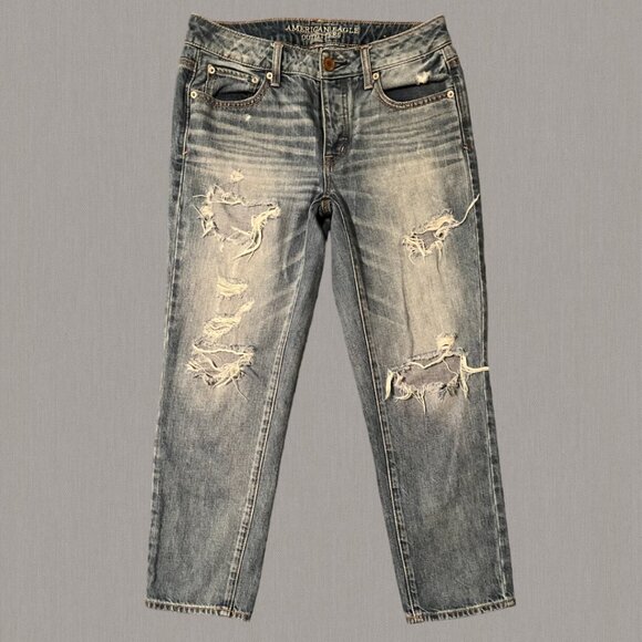 American Eagle - Boyfriend Cropped Jeans Distressed Women's (Size US 4) - Picture 1 of 4
